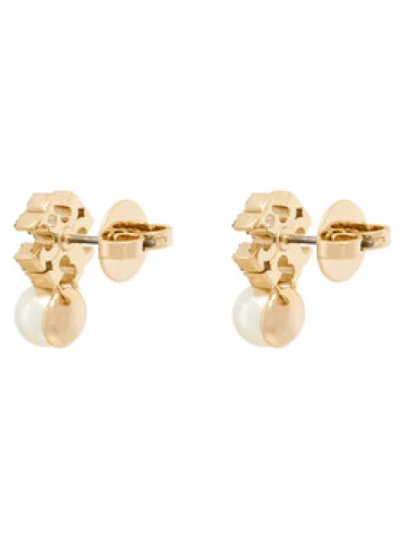 Tory Burch Auskarai LOGO AND PEARL STUD EARRINGS Auksinė