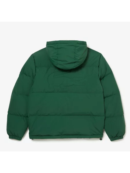 Lacoste Pikowana Wodoodporna Krótka Kurtka zielona