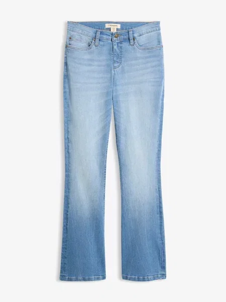 Wygodne dżinsy ze stretchem o kroju bootcut high waist niebieskie
