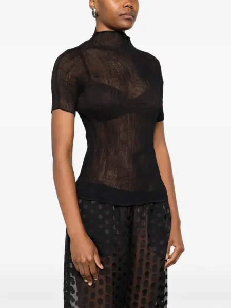Top Issey Miyake plisat negru