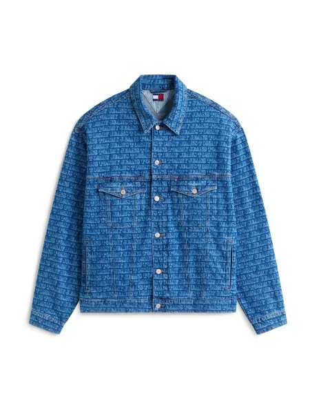 Tommy Jeans Prechodná bunda AOP denim / biela modrá
