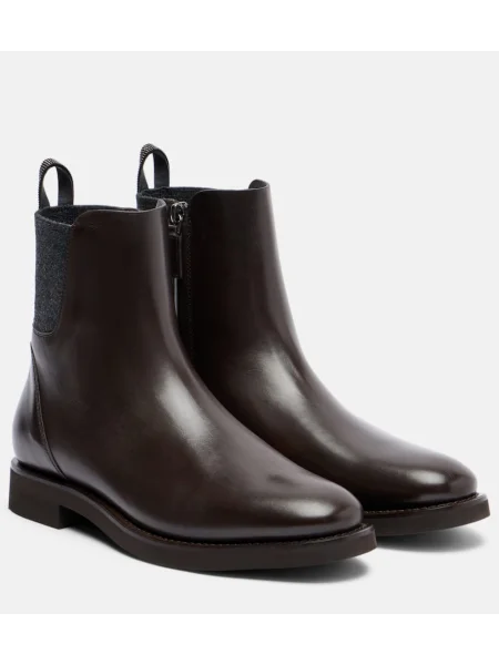 Botine chelsea Brunello Cucinelli din piele maro