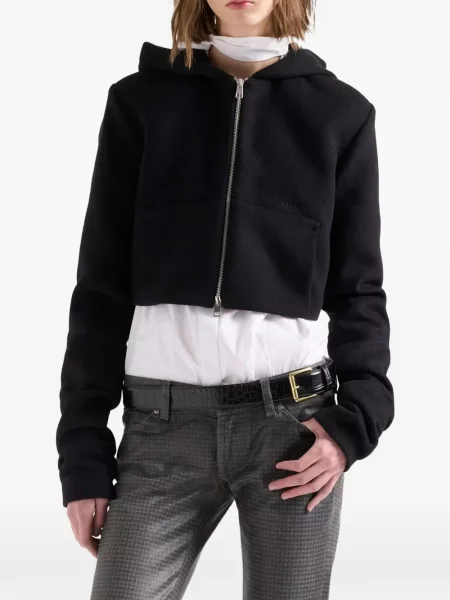 Περικομμένο hoodie 7 For All Mankind μαύρο