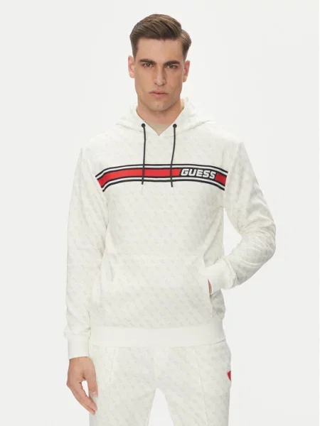 Guess bluza z kapturem wzorzysta biały