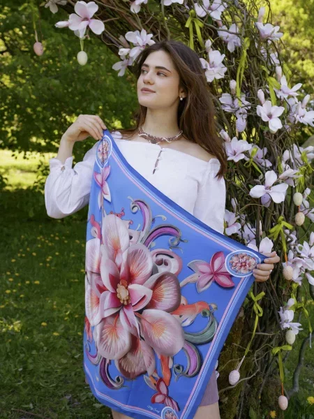 MyScarf Хустка Помаранчевий/рожевий/блакитний Шовк рожева