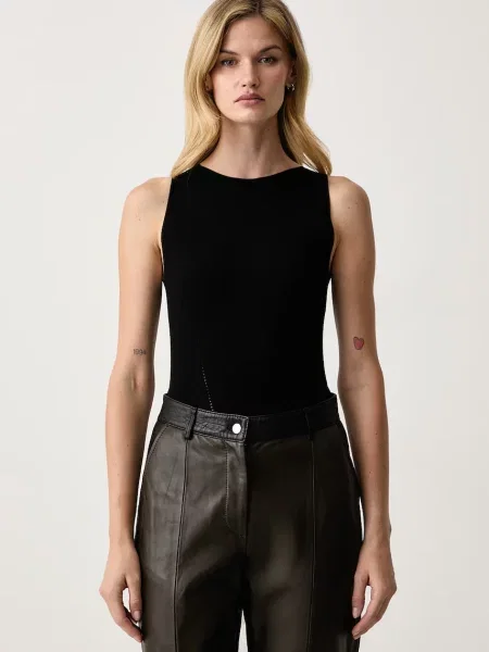 Twinset vestă pentru femei cu vâscoză negru