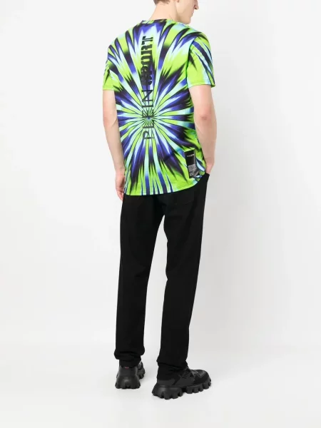 Raštuotas tie-dye trumpas marškinėliai Plein Sport žalia