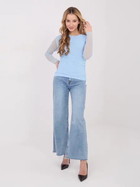 Bluză Italy Moda cu mâneci lungi lungă albastru