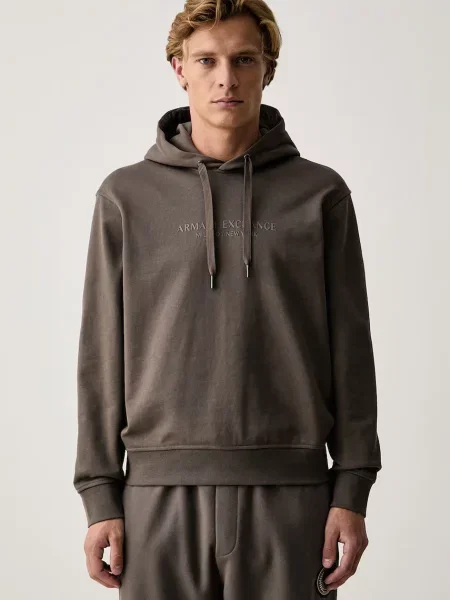 Armani Exchange hanorac cu glugă pentru bărbați din maro