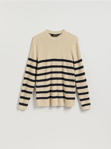 Reserved Pulover din structurat cu dungi bej