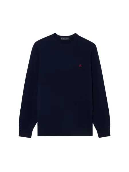 Sweter Brooks Brothers wełniany z logo niebieski