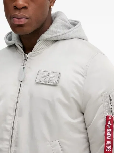 Geacă bomber Alpha Industries cu glugă cu imagine gri