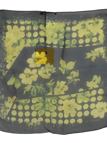 Fular Gianfranco Ferre cu model floral cu imagine negru