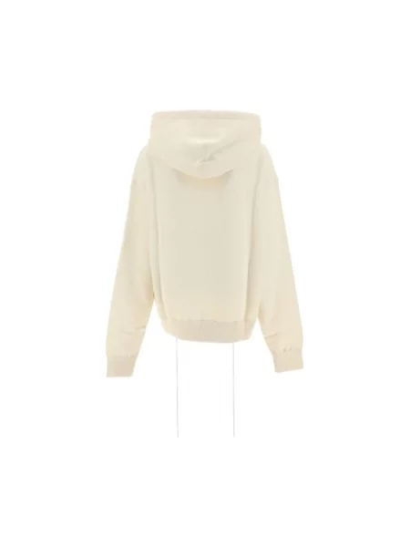 Bluza z kapturem Jil Sander z kapturem z nadrukiem beżowa