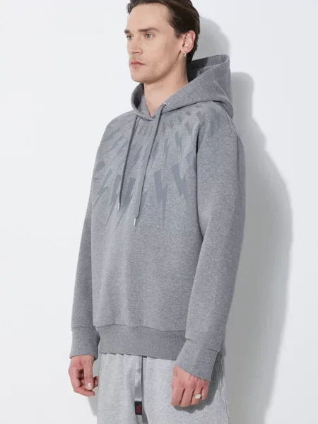 Кофта Neil Barrett Fairisle Thunderbolt Sweatshirt з капюшоном з принтом сірий