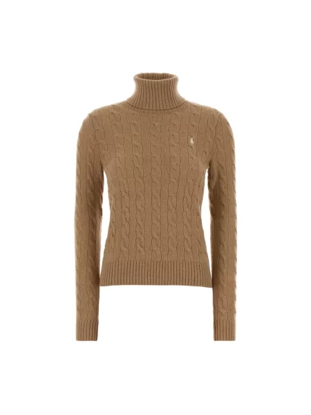 Sweter z golfem Polo Ralph Lauren z kaszmiru brązowy