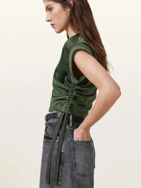 Блузка AllSaints MIRA SATIN однотонна зелений