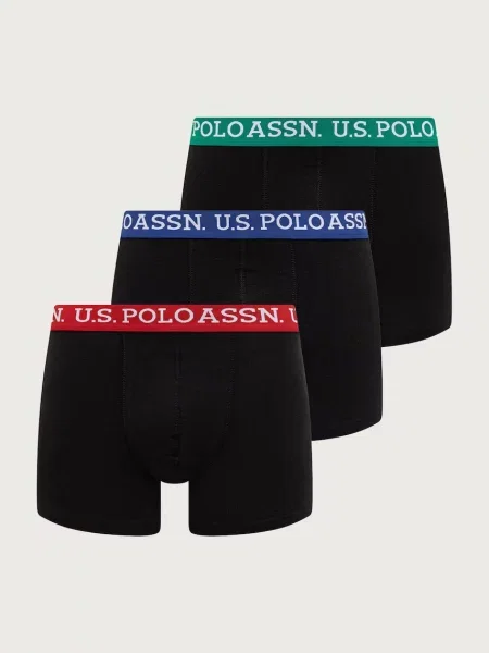 U.S. Polo Assn. priliehavé boxerky pánske s bavlnou CONTRAST BRAND WAISTBAND čierna