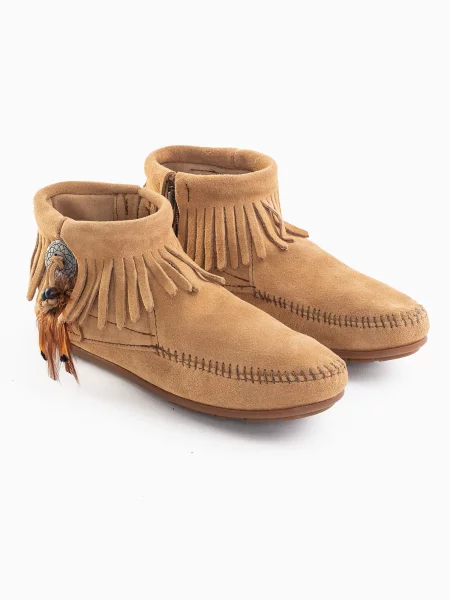 Minnetonka Botine Concho maro deschis / maro argintiu negru