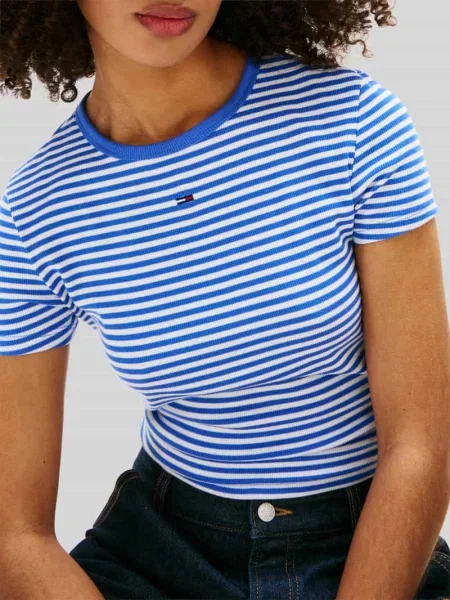 T-shirty o kroju slim fit z mieszanki bawełny w zestaw 2 szt. Tommy Jeans niebieska