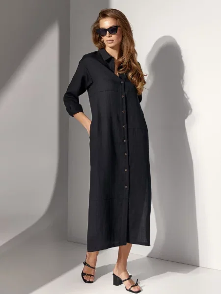 Лляна Сукня міді TrikoBakh чорний