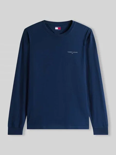 Bluzka z długim rękawem o kroju slim fit z czystej bawełny Tommy Jeans granatowa