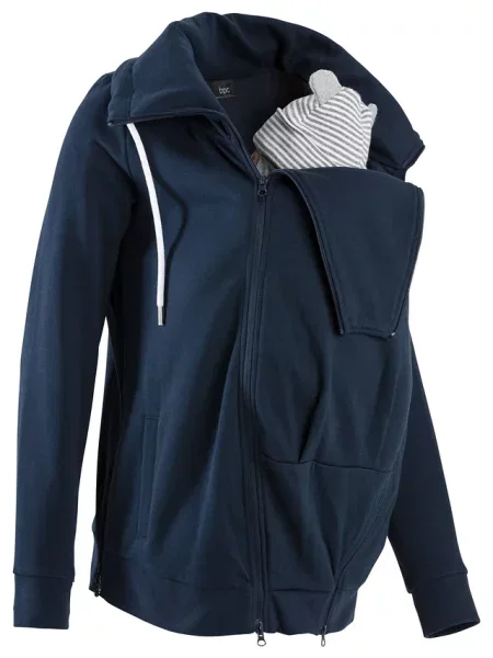 Bluza rozpinana 3 w1 ciążowa z wstawką na nosidełko niemowlęce niebieska