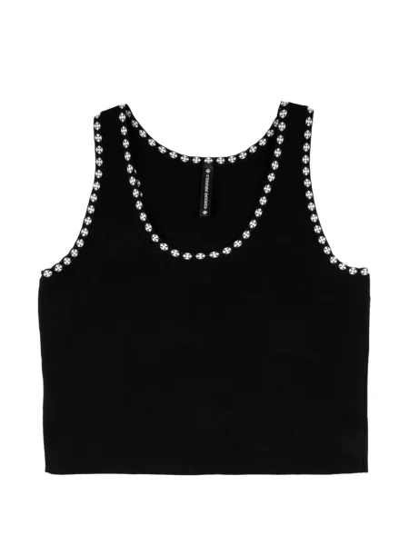 Decupat top Chrome Hearts cu imagine cu motiv cu inimi negru
