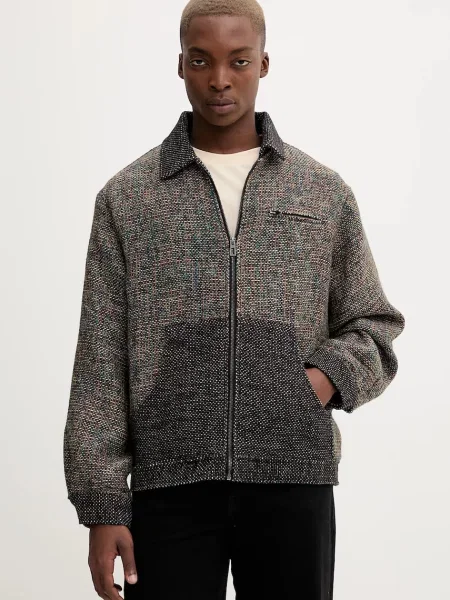 Яке с вълна Desigual RUSTIC FABRIC преходен модел черно