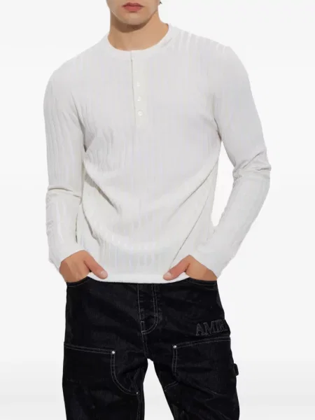 Pulover Amiri cu broderie cu guler henley