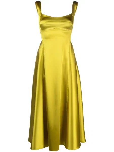 Rochie maxi Atu Body Couture din satin de costum verde