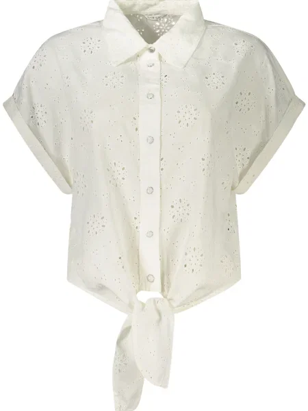 Cămașă Guess Jeans cu mâneci scurte scurtă alb