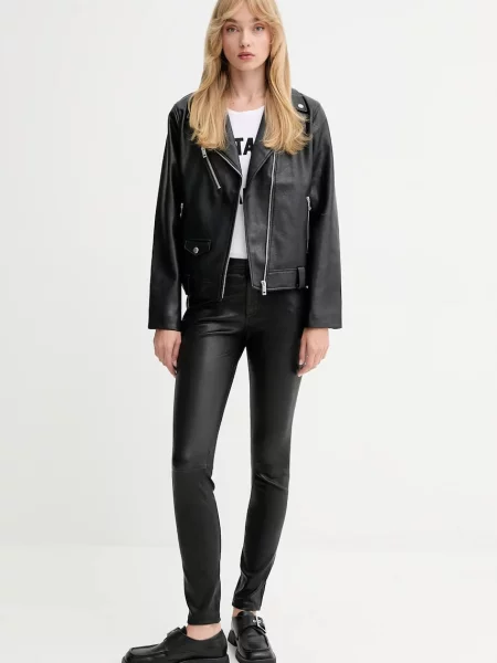 ZADIG&VOLTAIRE spodnie skórzane dopasowane medium waist czarny