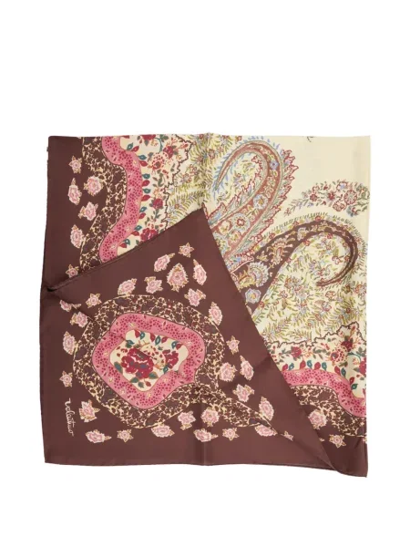 Fular Valentino Garavani cu model floral cu imagine maro