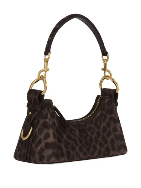 Geantă Potamy cu model leopard maro