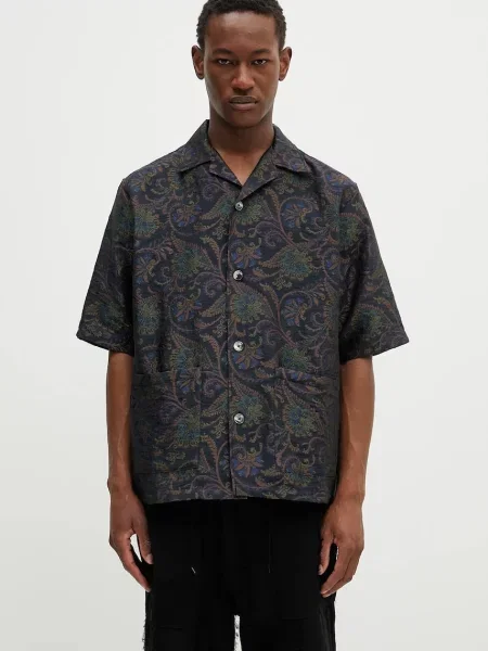 Košile Needles Cabana tmavomodrá regular