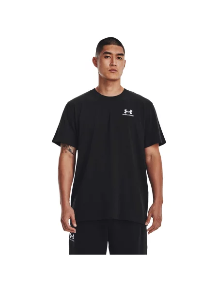 Tričko Under Armour Logo Emb Heavyweight Ss Black/ White S bílé