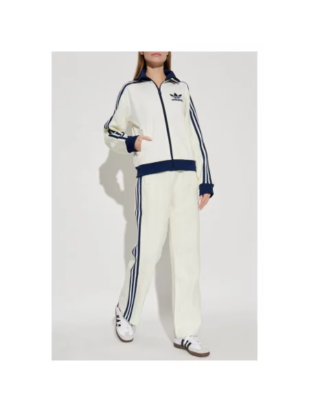 Dzianinowe spodnie Adidas Originals klasyczne do biegania białe