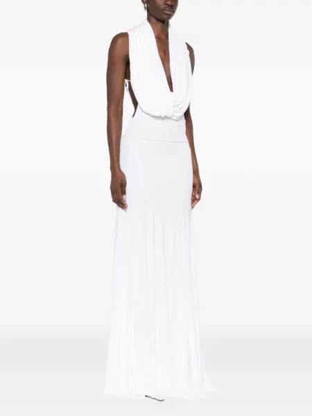Rochie maxi Christopher Esber drapată de costum alb