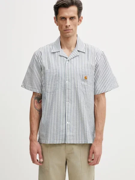 Carhartt WIP S/S Leavel Shirt cămașă din pentru bărbați albastru