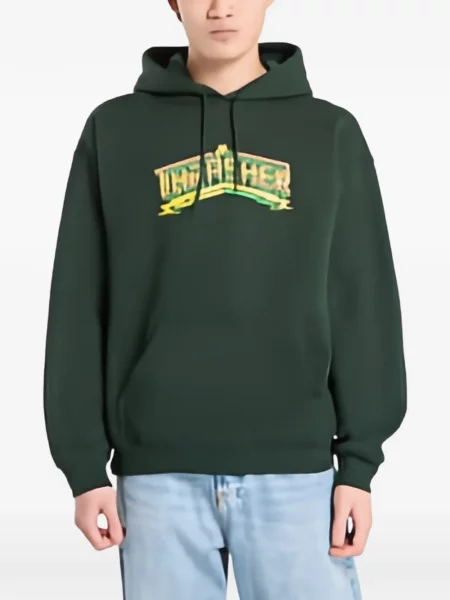 Суичър с качулка Thrasher с принт зелено