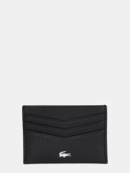Usnjen etui za kartice Lacoste črna
