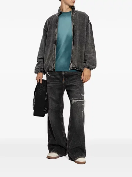 Tricou Diesel cu broderie albastru