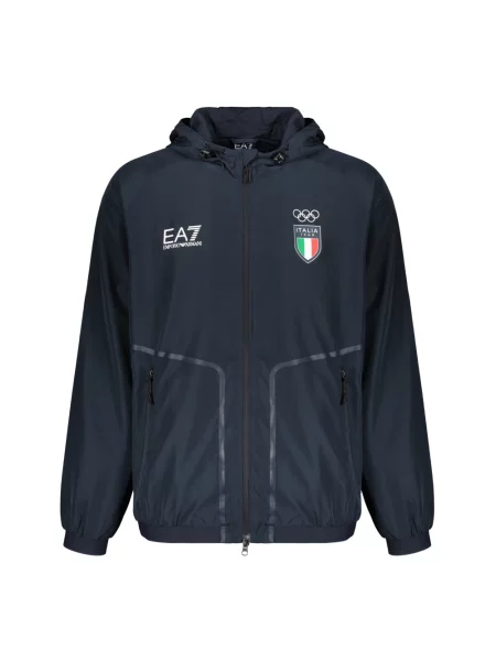Kurtka bomber Emporio Armani Ea7 z kapturem niebieski