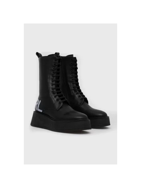 Buty do kostki Karl Lagerfeld skórzane na platformie czarne