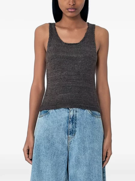 Dzianinowa podkoszulka Our Legacy prążkowana brązowa