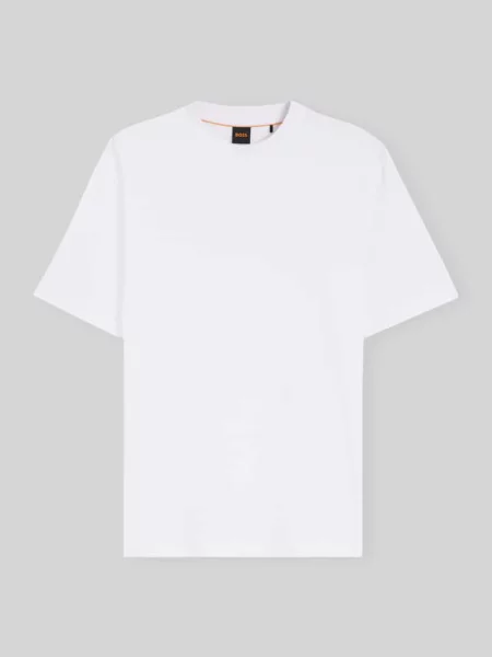 T-shirt z czystej bawełny o kroju regular fit model TE_INTERLOCK' Boss Orange biała