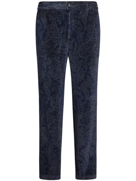 Pantaloni Etro cu model paisley din jacard albastru
