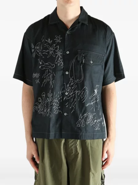 Риза And Wander бродирана черно