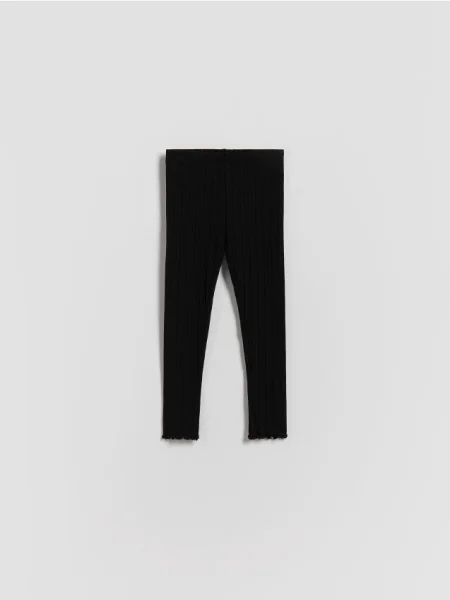 Reserved Prążkowane legginsy czarny